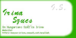 irina szucs business card